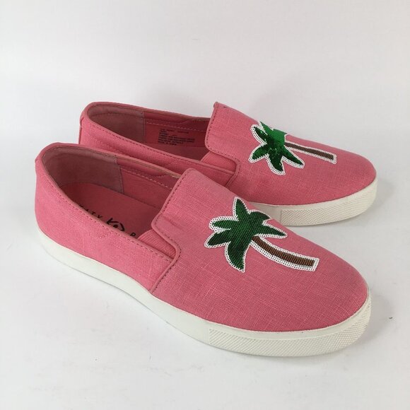 KATY PERRY The Kerry Canvas Slip-On Pink Palm Tree Sneaker Size 7M - Picture 1 of 15